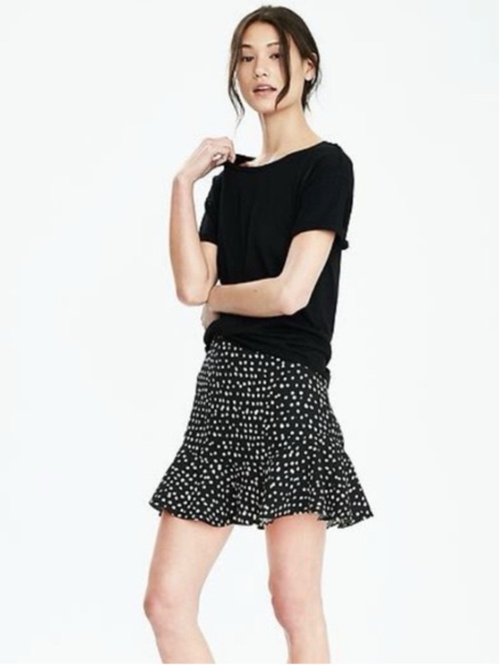 Banana Republic Black Mini Skirt with White Polka Dots